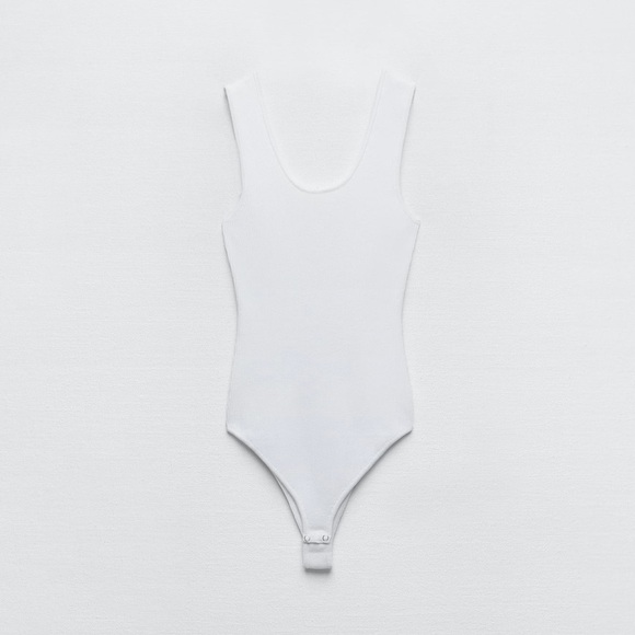 Zara white KNIT BODYSUIT WITH V-NECK BACK small - Picture 2 of 6